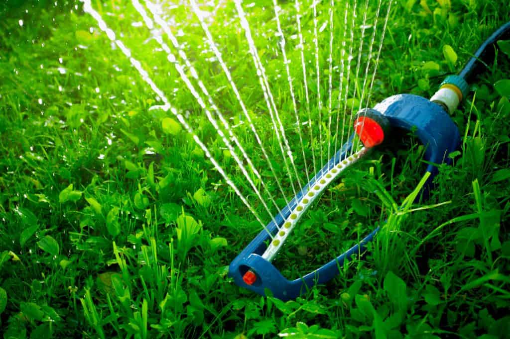 Kerti munkák februárban - Birkózz meg a tavasz eleji kerti munkákkal könnyedén Lawn sprinkler spaying water over green grass