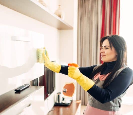 Tavaszi nagytakarítás? Ezek legyenek rajta a listádon Housemaid cleans furniture with a cleaning spray