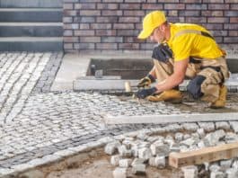 Kerti járda ötletek Granite Paved Brick Path