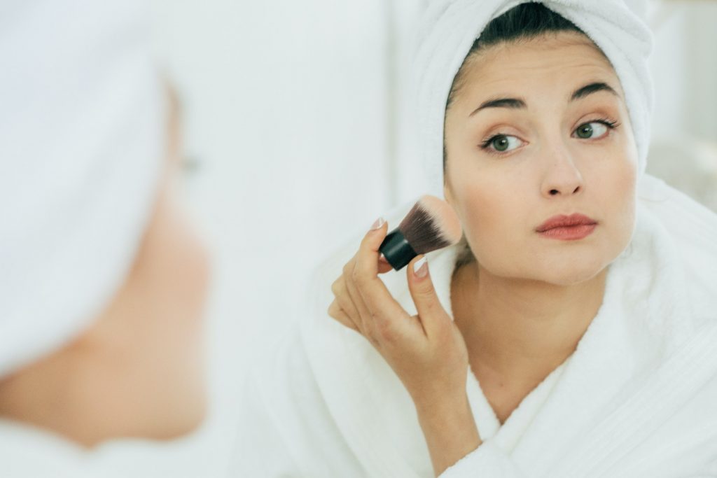 Viszlát pára! Helló én! Woman in mirror bathroom making makeup, natural beauty female, beautiful model in bathroom